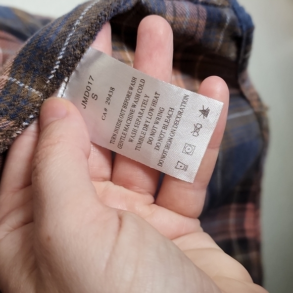 Miss Me Distressed Long Button Down  Studded Plaid Shirt - Picture 7 of 11